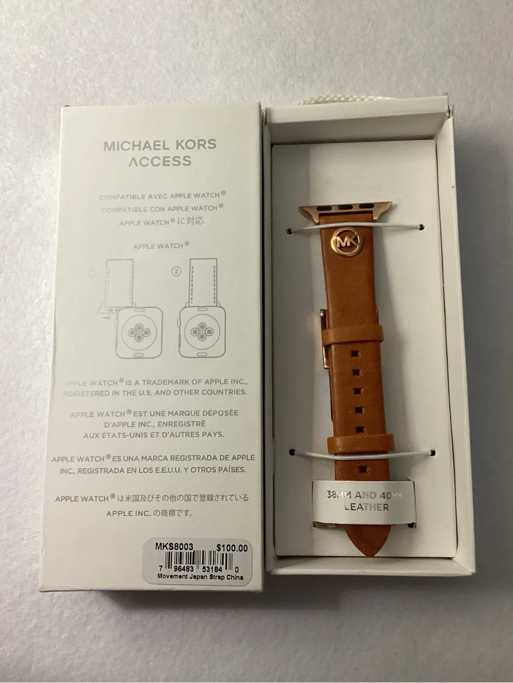 Michael Kors Logo Charm Leather 38-40mm Band for Apple Watch